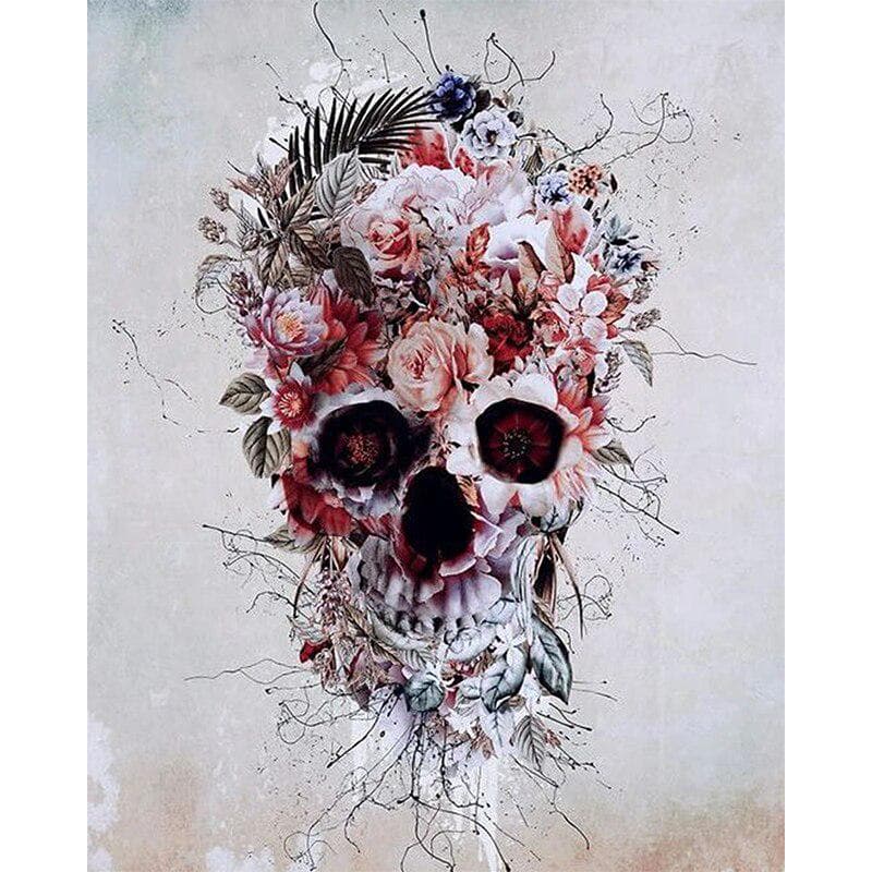 DIY 5D Full Diamond Painting Flower Skull Cross Stitch Set Diamond Embroidery 20X30CM