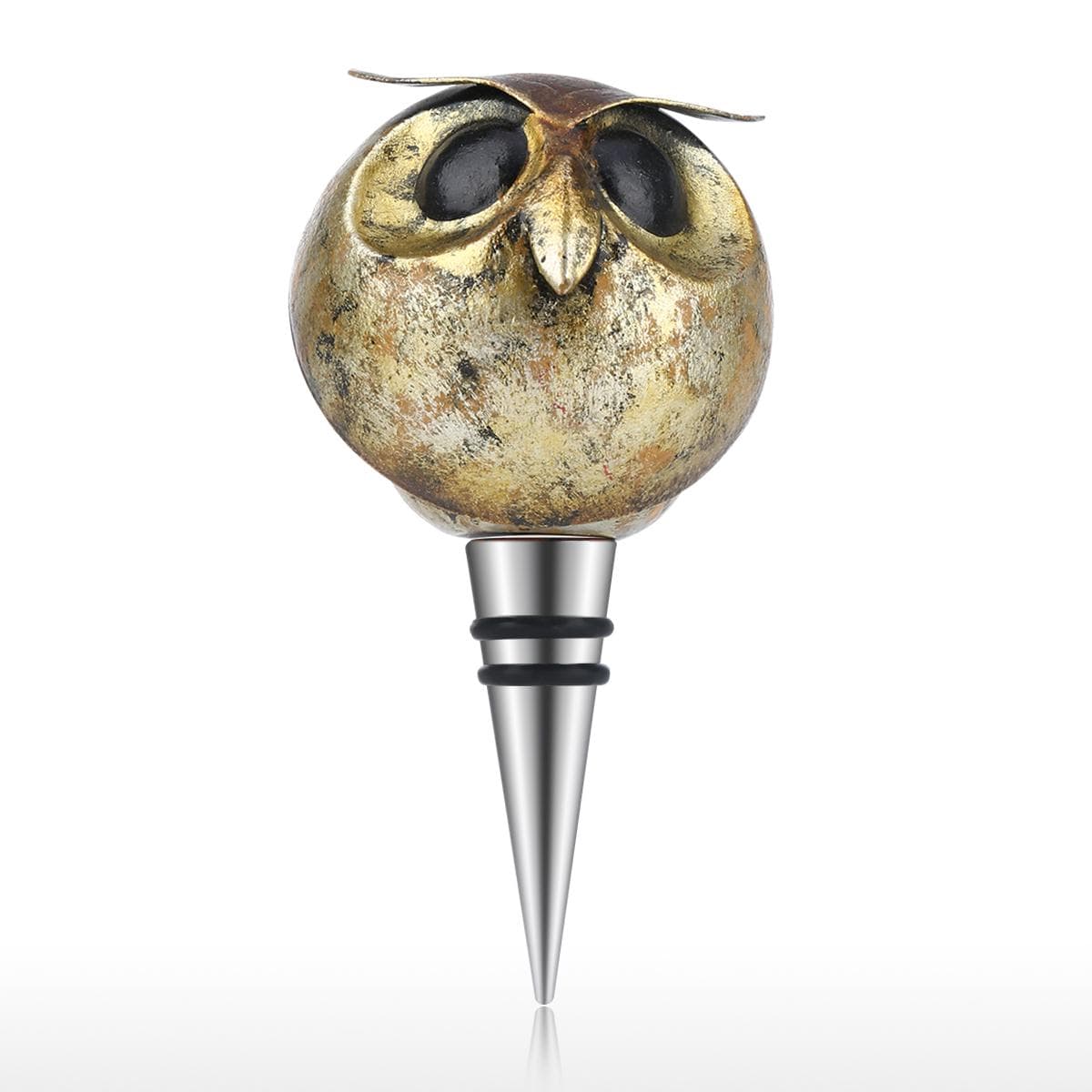 Tooarts Owl Stopper Wine Bottle Stopper Iron Material Airtight Seal Decorative Cat Cork Modern Wine brown