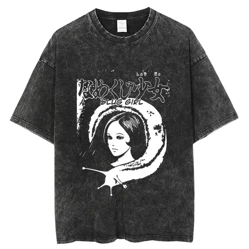 Oversize Acid TShirt For Men Women Thriller Comic Graphics TShirt Washed Kawakami Tomie Anime Top Tees Streetwear XL