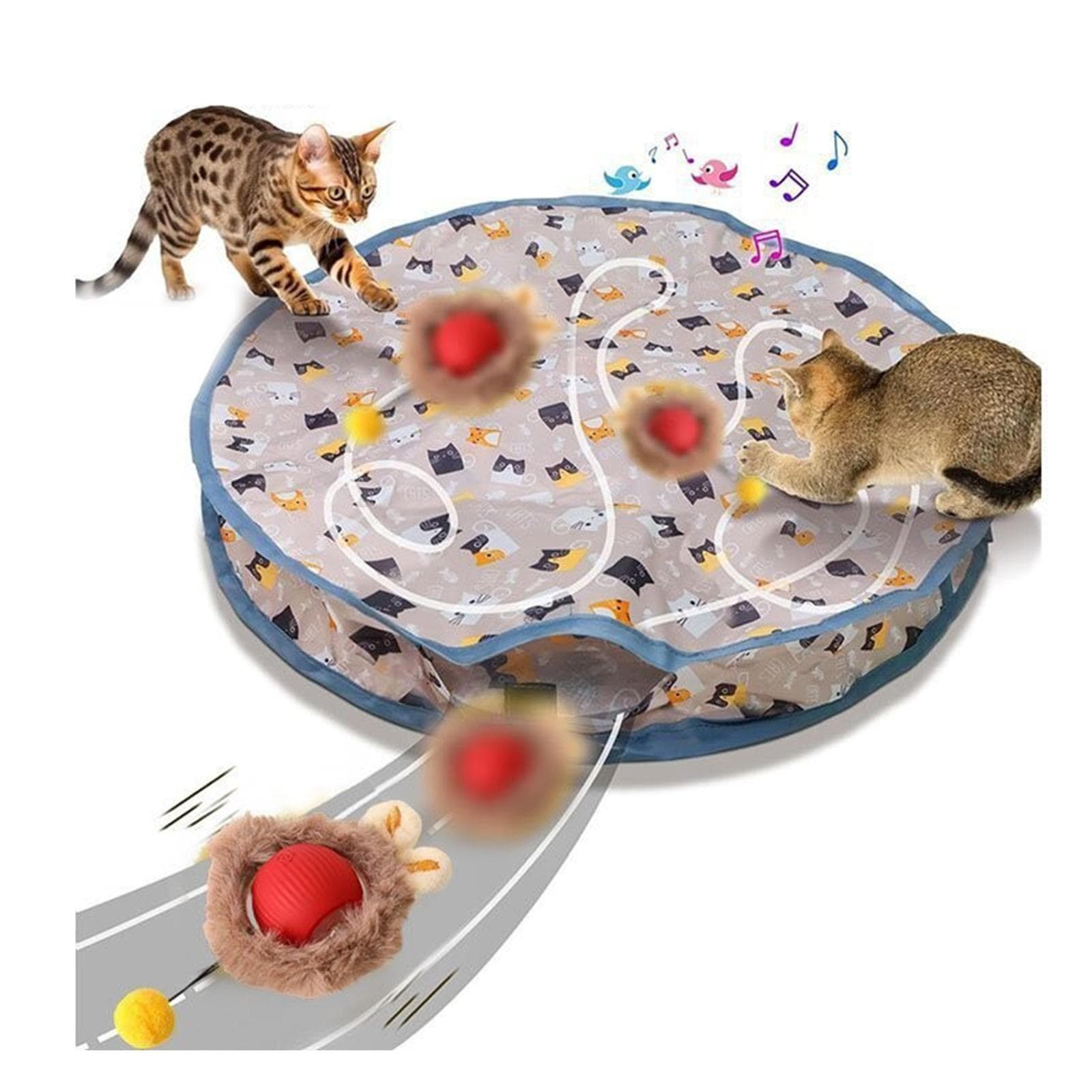 Interactive Play Mat Motion Activated Cat Toy and Fast Rolling Toy Balls Rechargeable Teaser Mat fwith 28Inch Diameter B