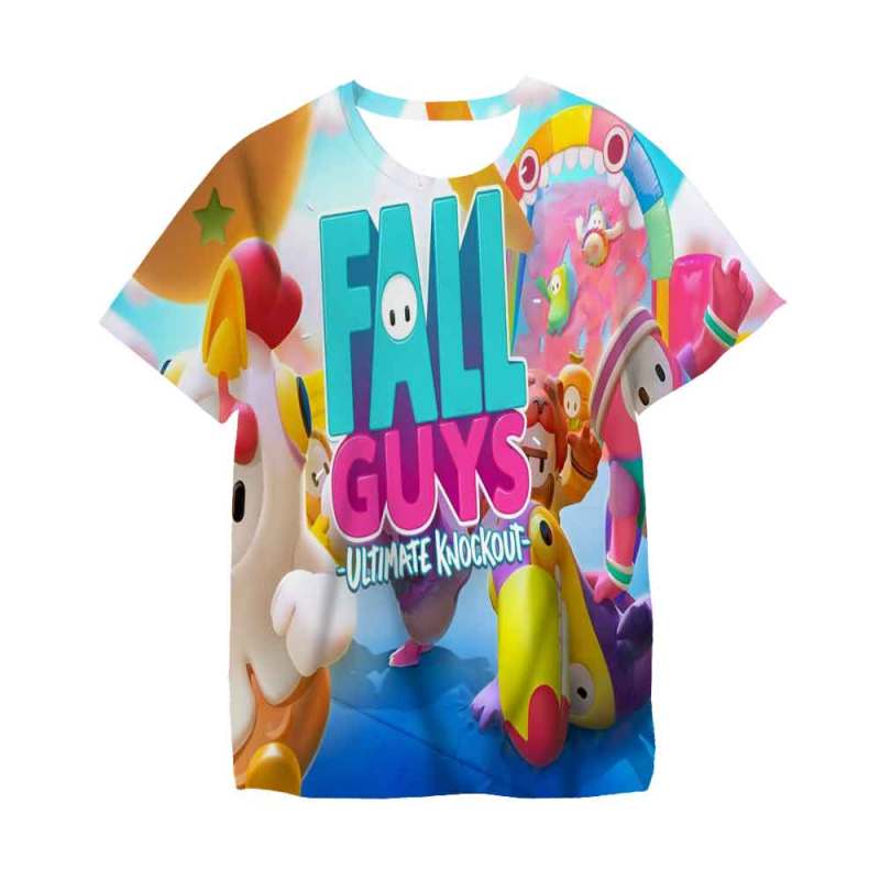 Games Fall Guys T Shirt For 3 to 14 Ys Kids Clothes Baby Boys T-shirt Kid Girls Tops Tee Children Clothing Boy T-shirts 130