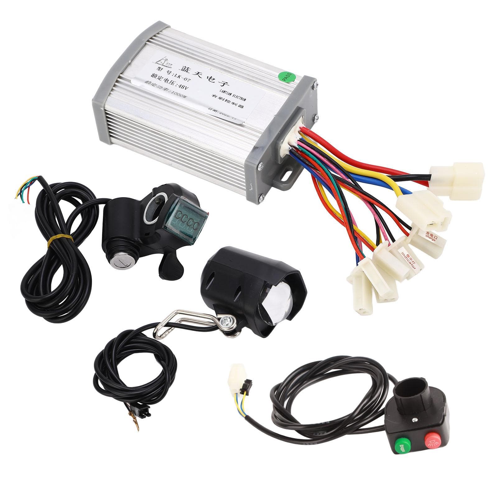 48V 1000W Electric Bike Retrofitting Kit Brushed Controller Thumb Throttle Handle Headlight Switch