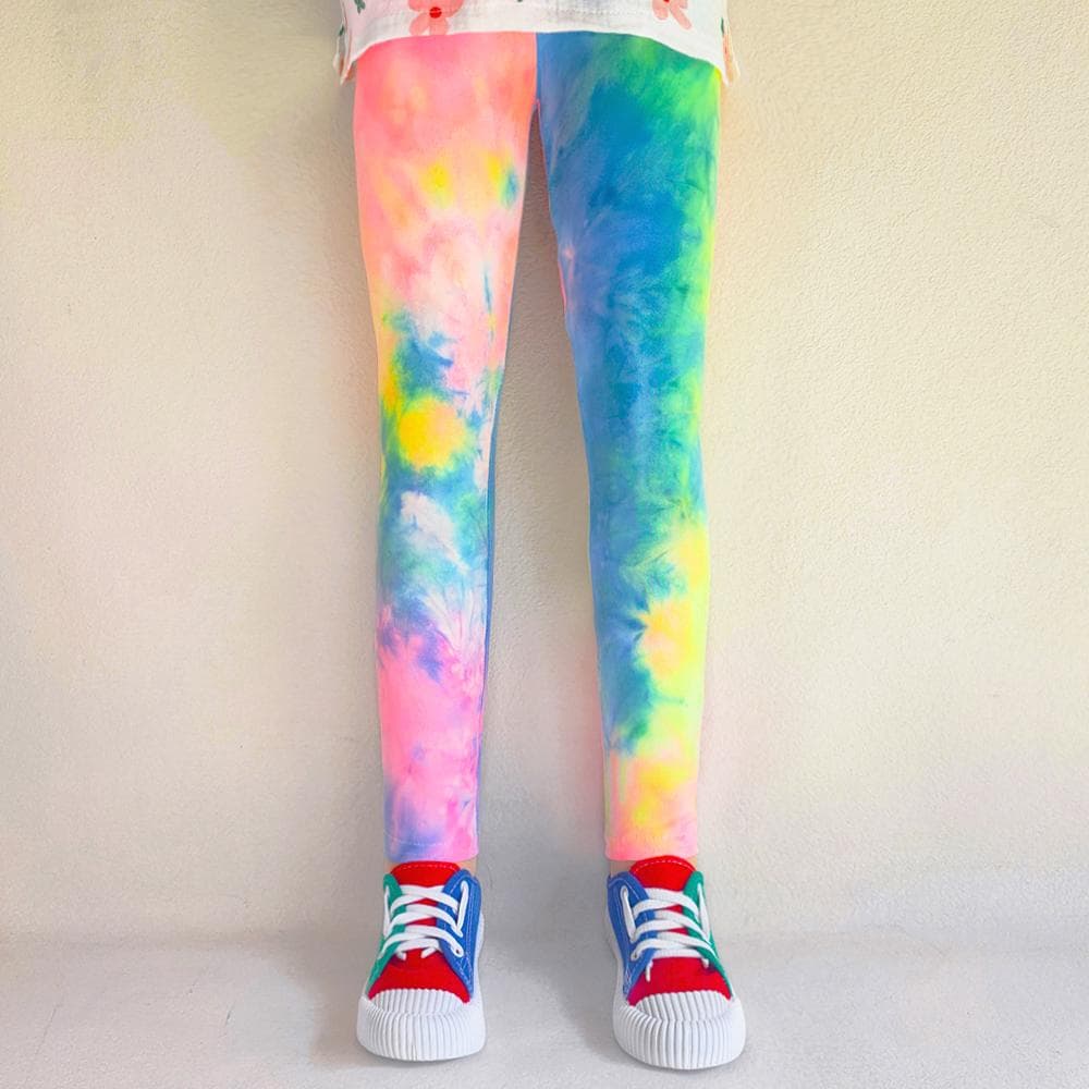 Kids Pants Colorful Fluorescent Color Printing Leggings For Girls Trousers Baby Girls Soft Elastic Skinny Pants 130 fluorescent pink