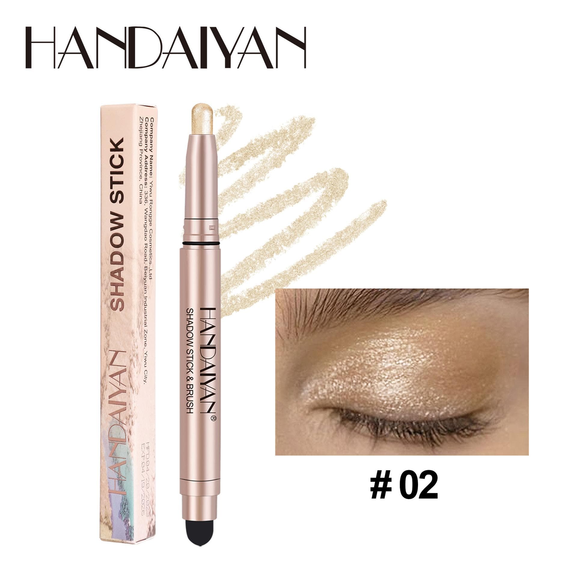 Metallic Double-head Eyeshadow Stick Diamond Shimmer Highlighter Pencil Ultra Pigmented Long Lasting Cream Eye Shadow Sponge Pen