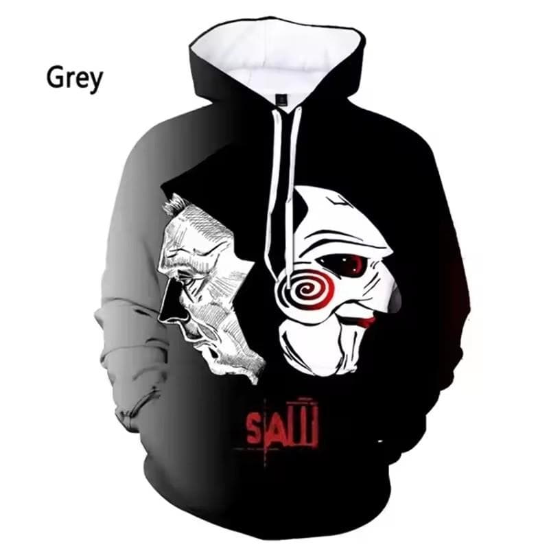 3D Print Men Hoodies Billy Is A Puppet - Saw Horror Movie Scary Character Jigsaw Killer Sweatshirt Casual Pullovers Hooded XL