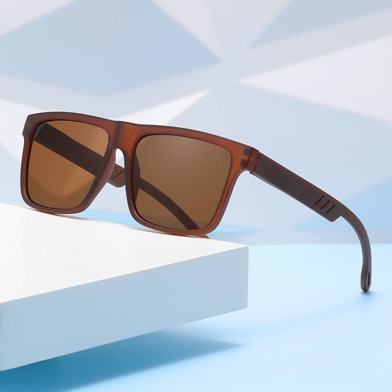 New Classic Square Sunglasses Men Women Retro UV400 Protection Wood Grain Mirror Lens Fashion Sun Glasses