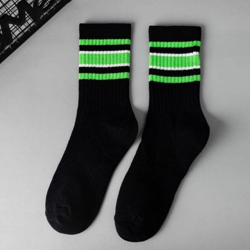 Fashion Striped Mens Socks Casual Streetwear Black White Sports Socks Men Male Cotton Breathable Hip Hop Skateboard Long Socks