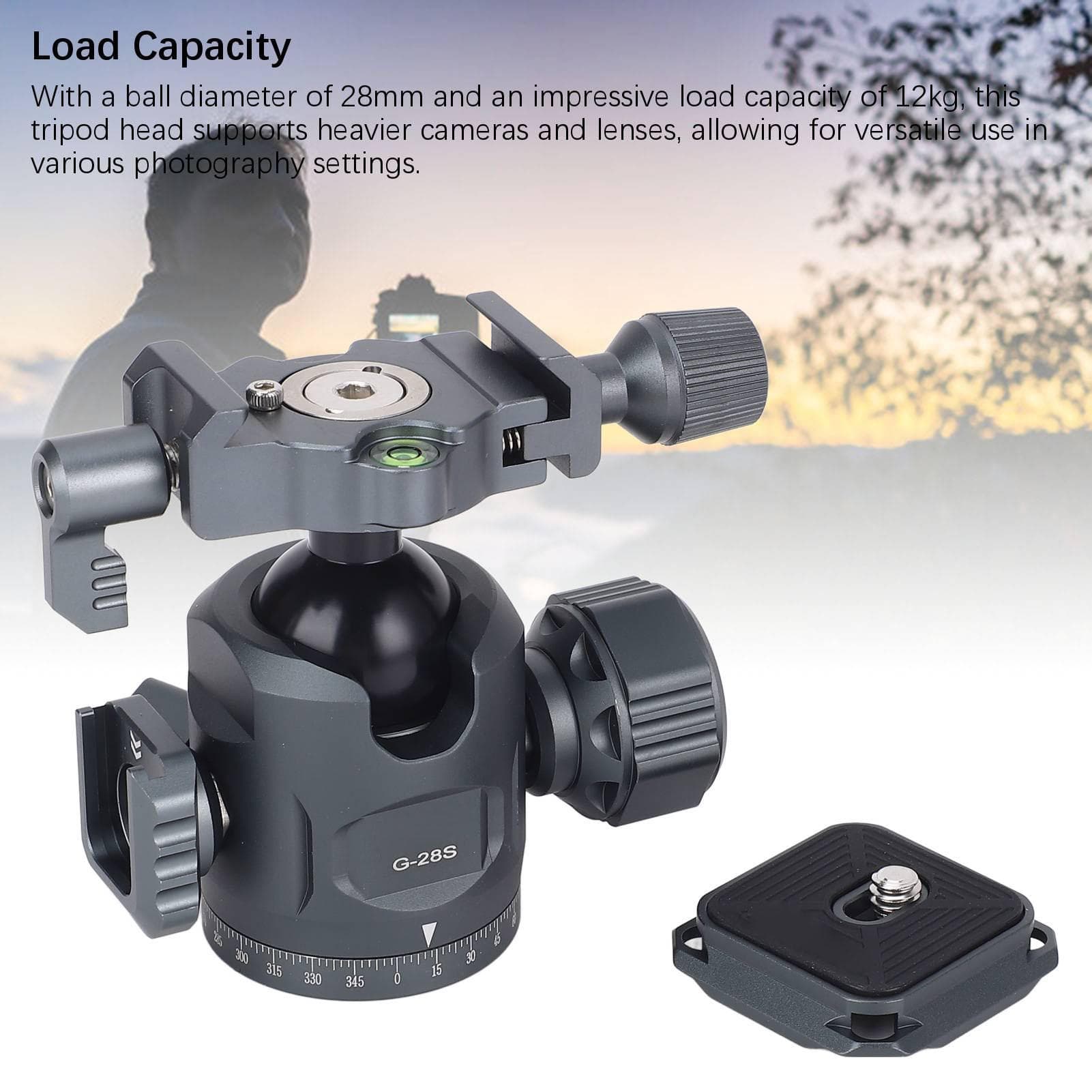 Ball Head 360 degrees Rotating Aluminum Alloy Double Panoramic Damping Tripod Head for Photography