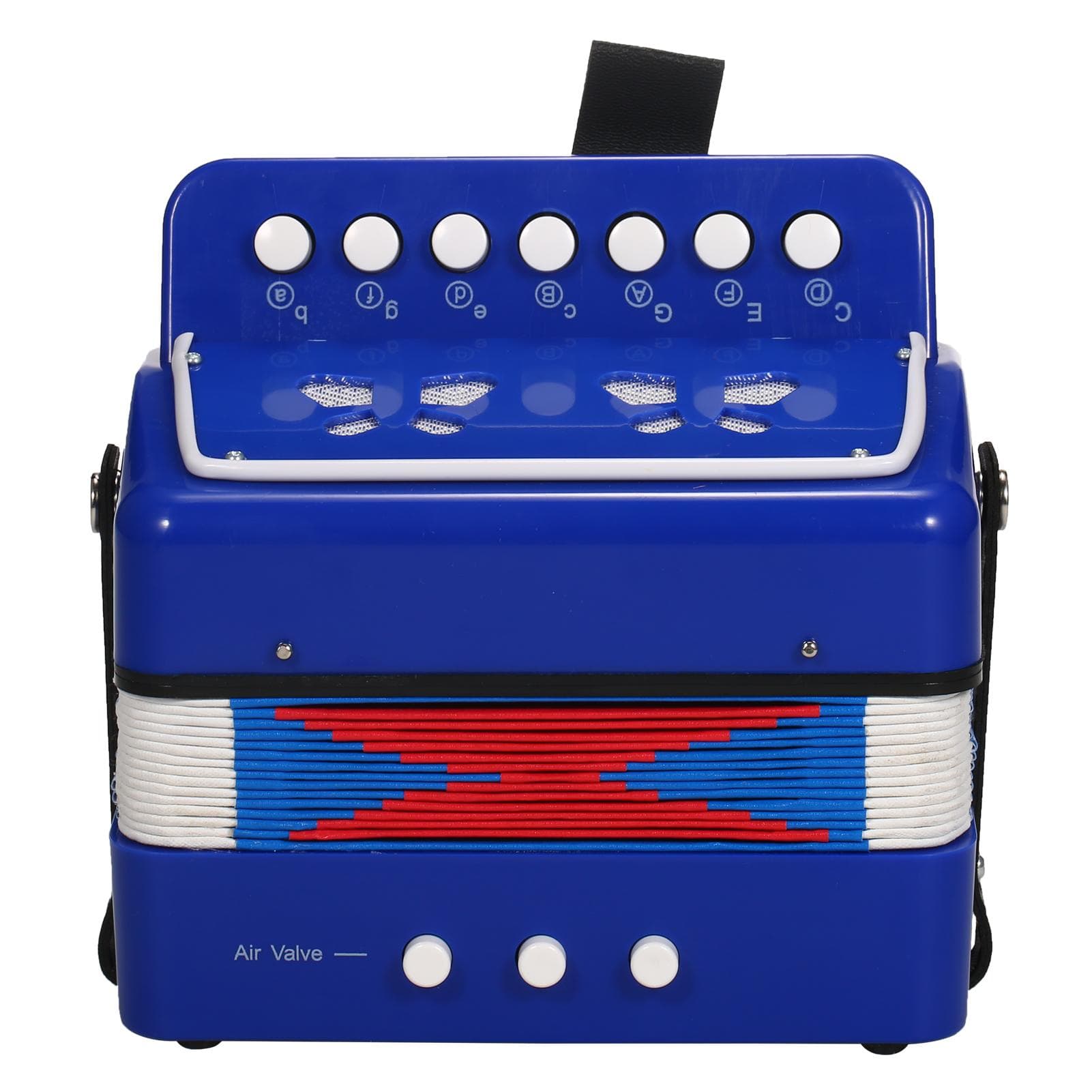 Accordion Instrument 7 Keys 2 Bass Small Accordion Educational Musical Instrument Christmas Gift blue