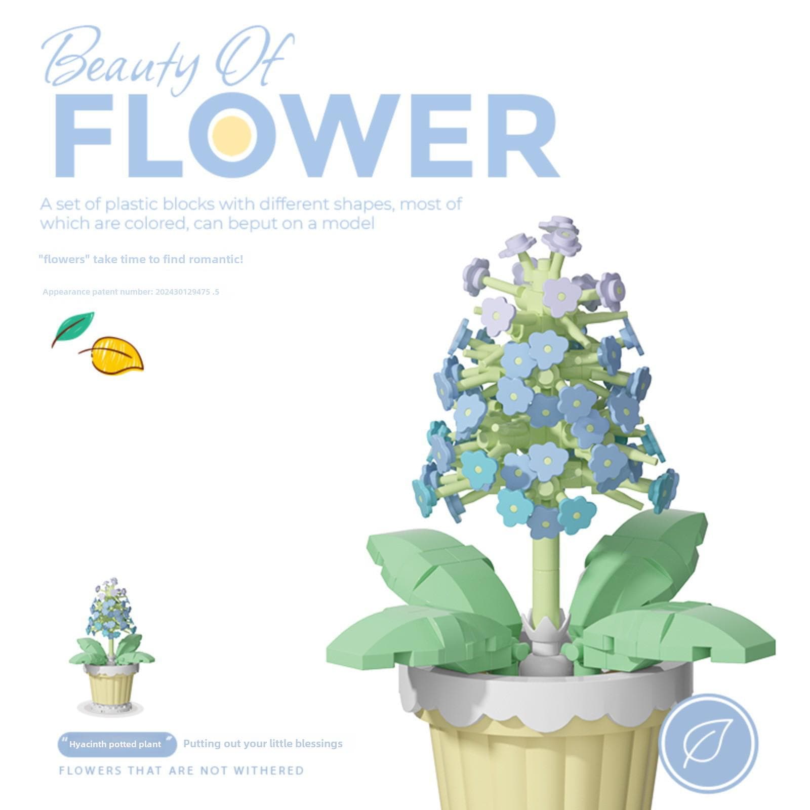 Lego-Compatible Flower Building Blocks: Hibiscus Potted Plant for Kids, Valentine's Day Gift
