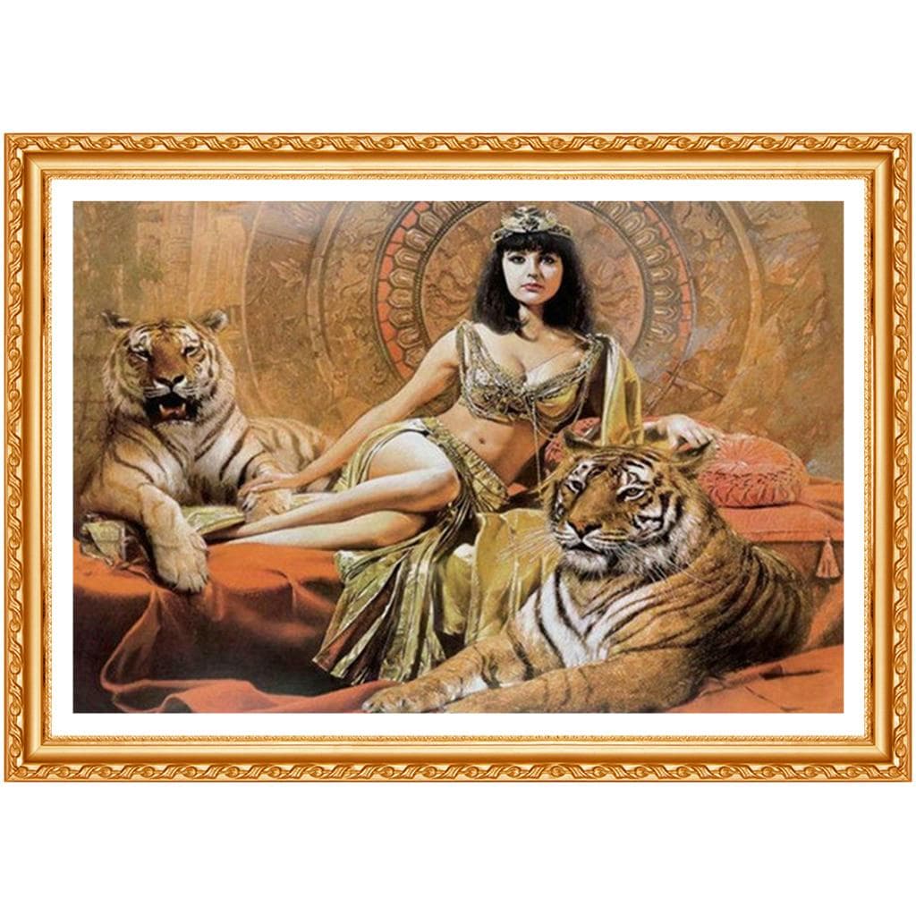 5D DIY Diamond Painting Tiger & Girl Cross Stitch Full Drill Pattern Resin Diamond Embroidery 20X30CM