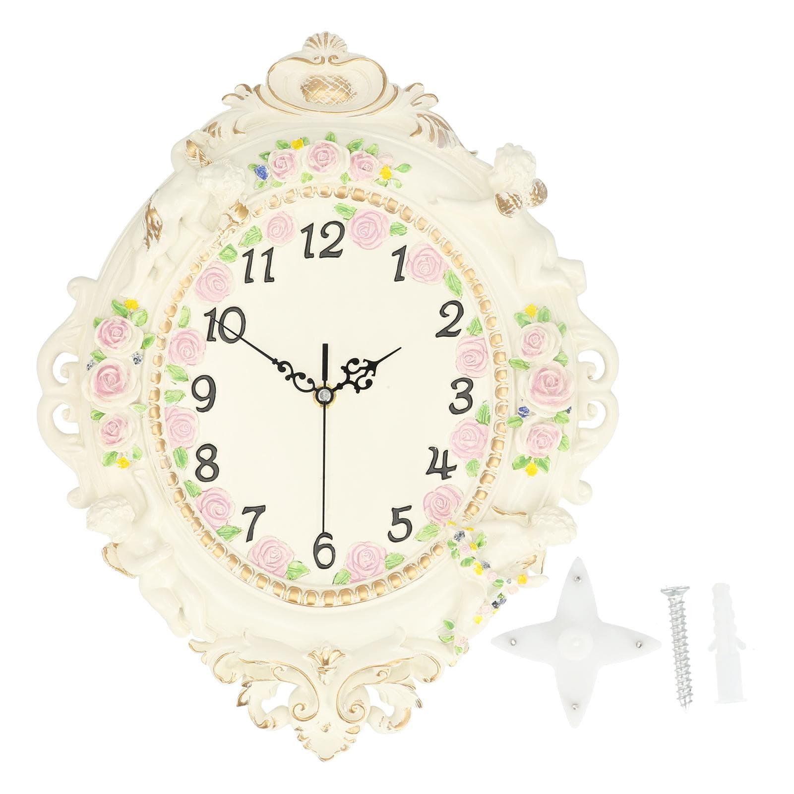 Wall Clock European Style Resin Mute Wall Clock for Living Room Hotel Restaurant