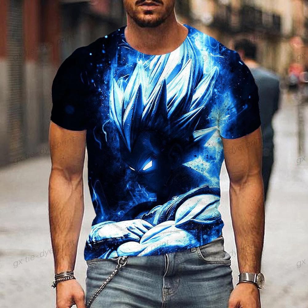 Printed T-shirt Dragon Ball Z Tops Vegeta Goku New Gym Oversized Men's Streetwear Anime Tshirt Valorant Children's Clothes 2024 M