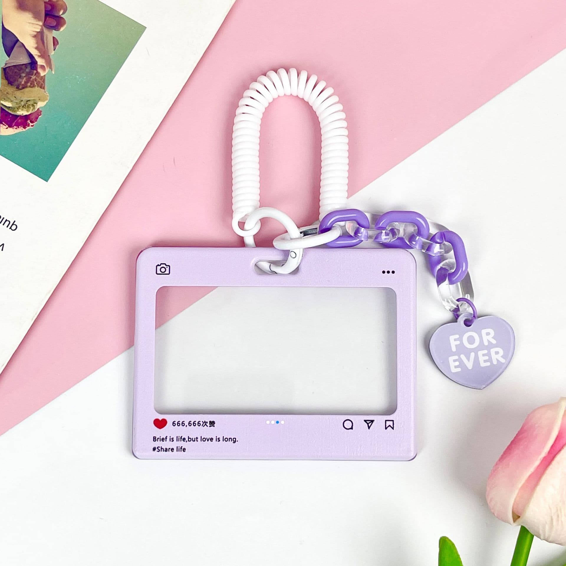 Cute Dialog Box Transparent Card Cover Student Cartoon Slider Card Pack Game Card ID Card Cover Anti-lost purple