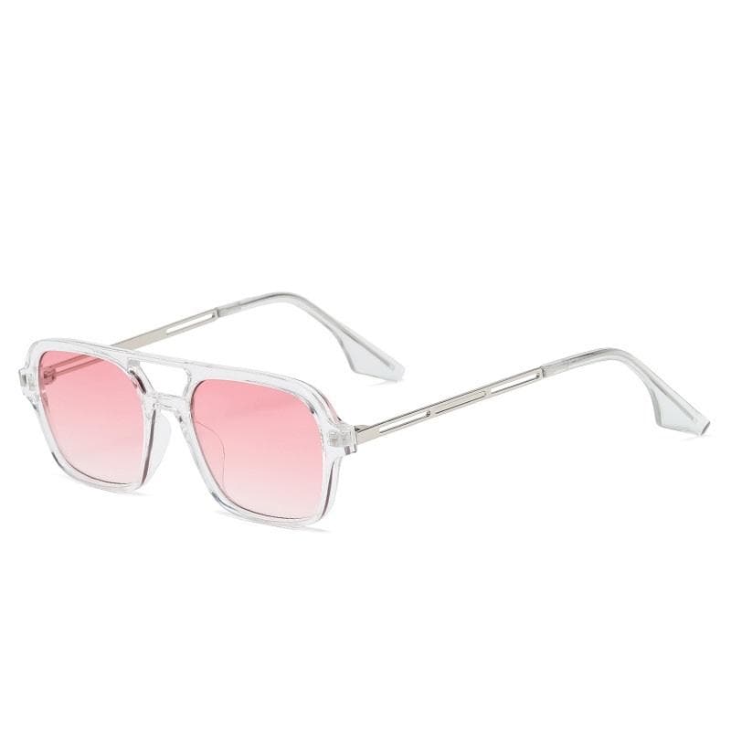 Retro Double Bridges Women Sunglasses Fashion Pink Gradient Hollow Leopard Blue Sun Glasses Men Shades Trending Eyewear as picture