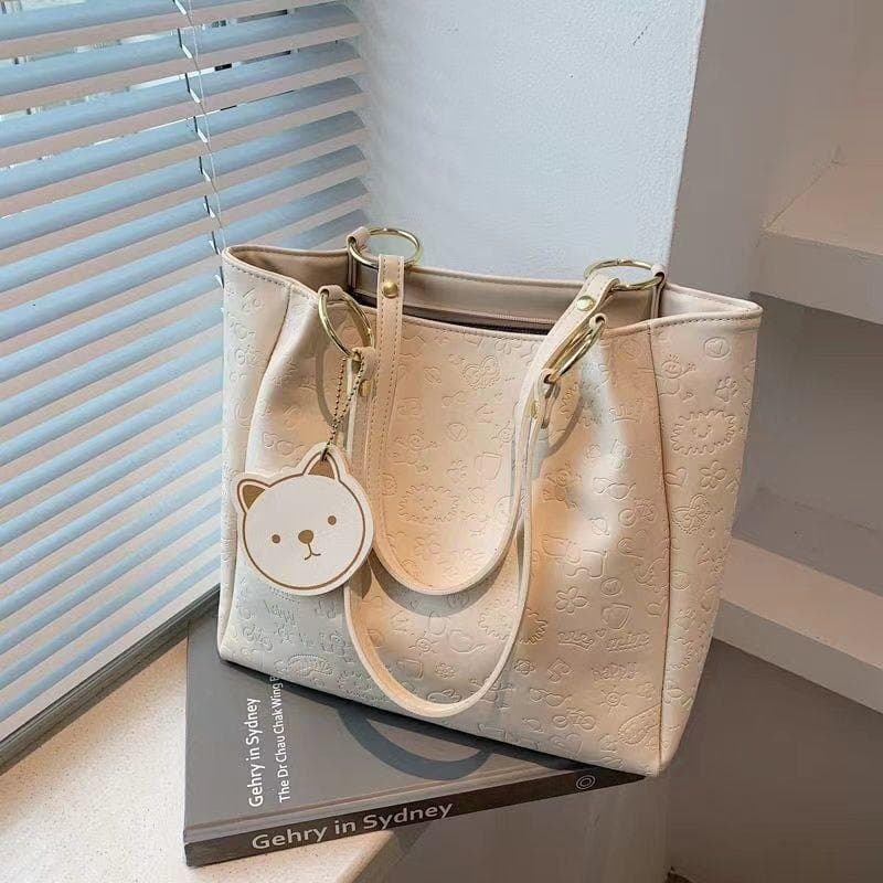 Women's Handbags with Large Capacity Package Single Shoulder Large Package Niche Design Class Commuter Bag Tote Bag 30*12*27cm white