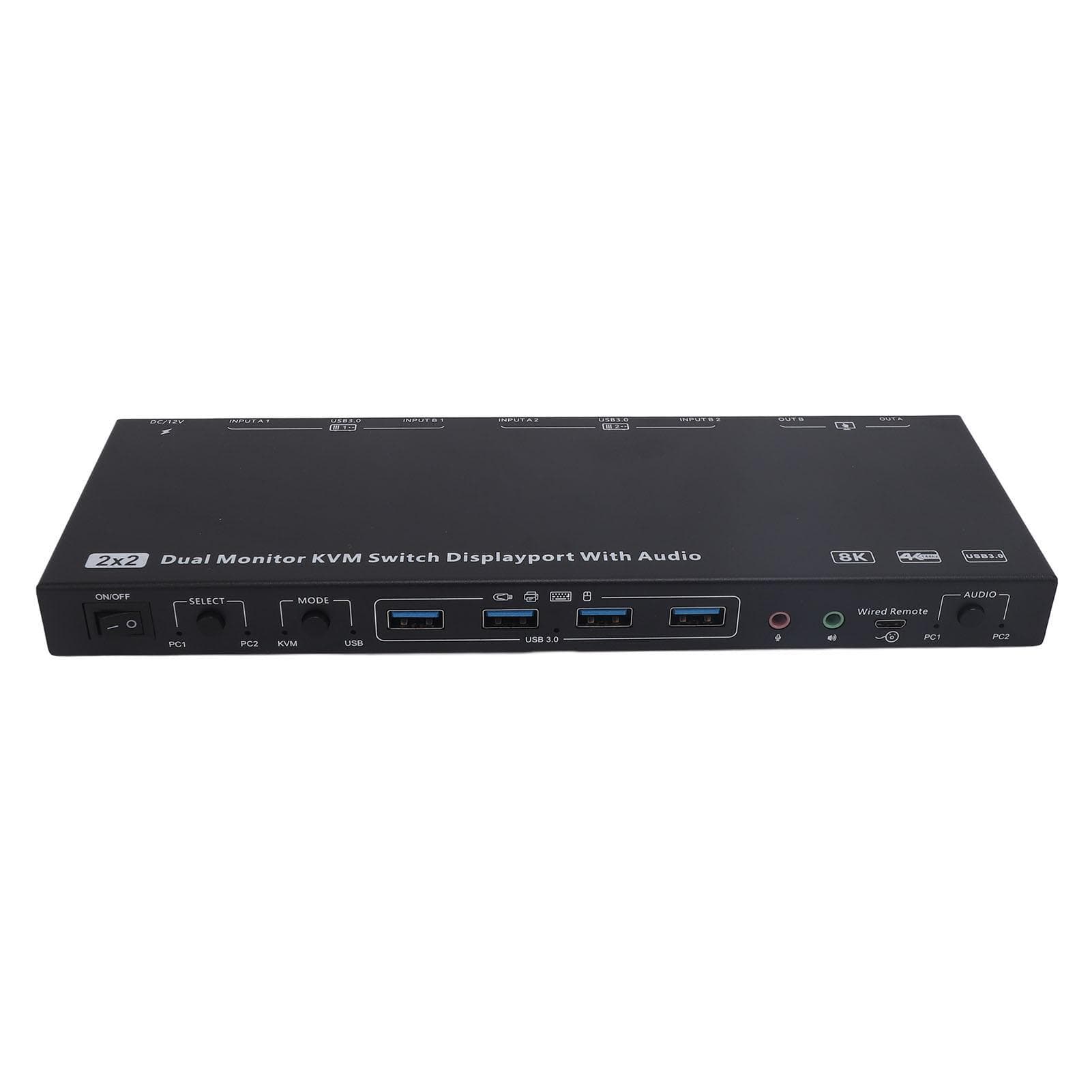 Dual Monitor KVM Switch 4K 144Hz 8K 30Hz USB 3.0 PC Extended Display Switcher for 2 Computers 2 US Plug