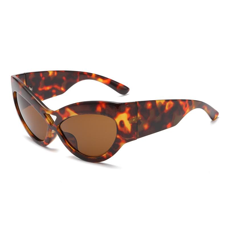 New Large Frame Cat Eye Sunglasses Women Fashion Retro UV400 Protection Oversized Mirror Lens Sun Glasses pictures show