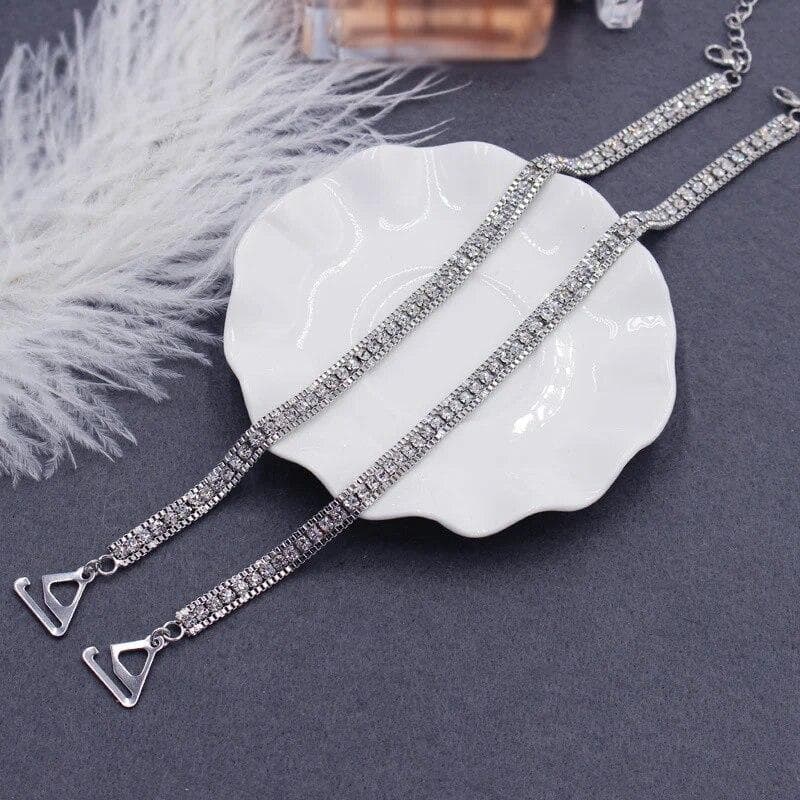Fashion Shoulder Straps Crystal Underwear Straps Metal Bra Straps Non-Slip Sexy Invisible Cool Women Bra Strap For Decor 1.8cm hook