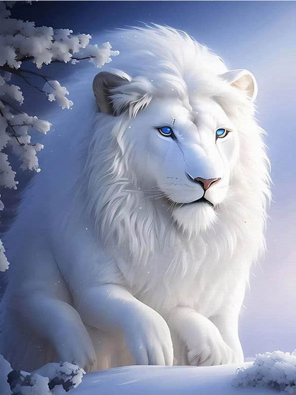 Diamond Painting New Arrivals Snow White Lion Diy Full Square Round Drill Rhinestone Embroidery Winter Landscape Animals Mosaic Cross Stitch Kits Round drill 50x70cm