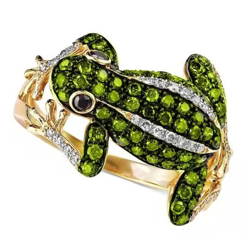 Creative Personality and Realistic Frog Shape Zircon Ring 8