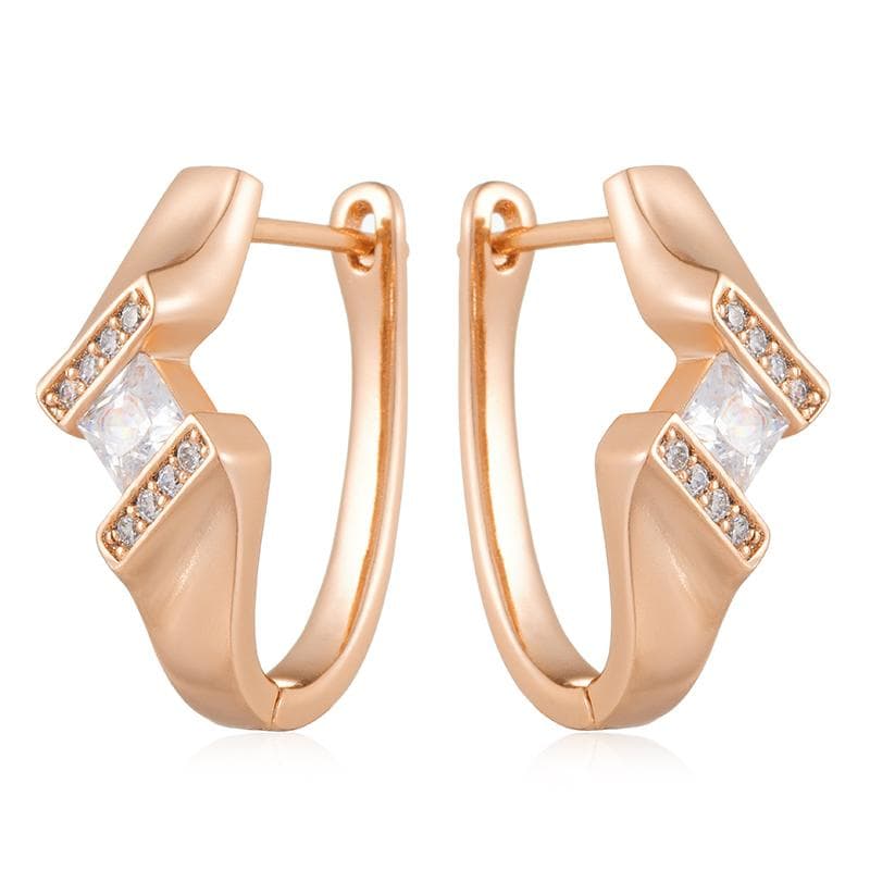 Kinel Square White Zircon Drop Earrings For Women Rose Gold Color Bride Wedding Jewelry