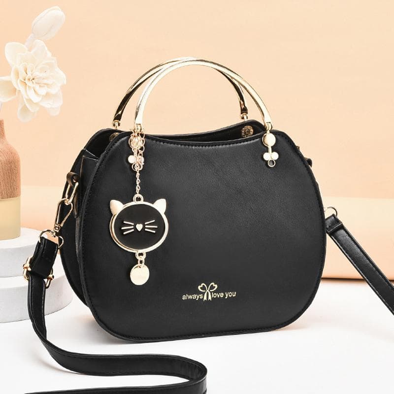Yogodlns 2023 New Fashionable Cat Crossbody Bag Korean Fashion Handbag Girl Style Shell Bag Women Shoulder Bag 23x10x18cm black