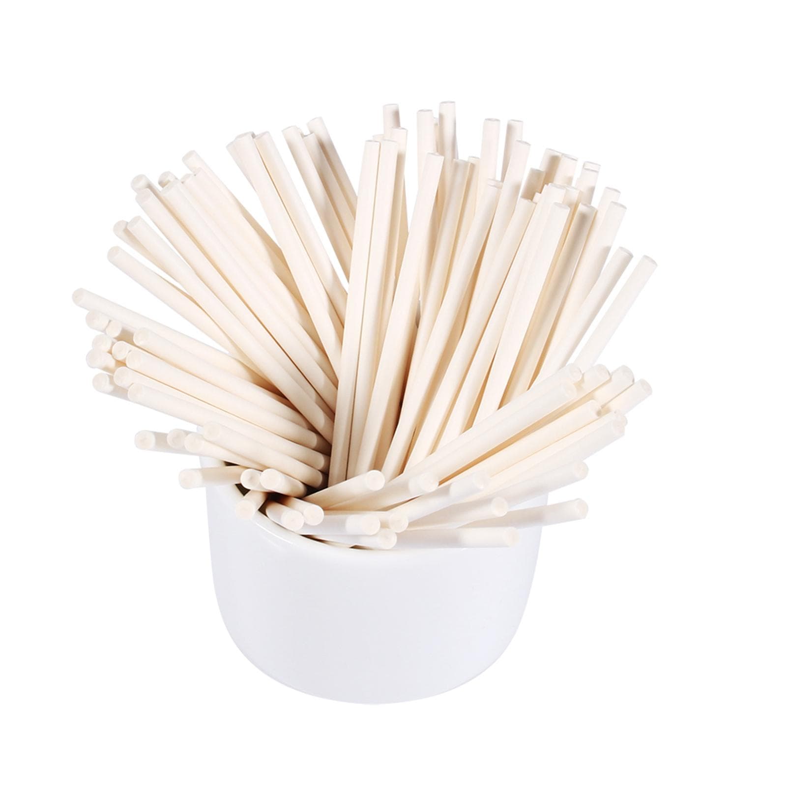 100 Pcs/Set Colorful Lollipop Sticks Cake Pop Sticks for Candy Chocolate 10cm Off White white