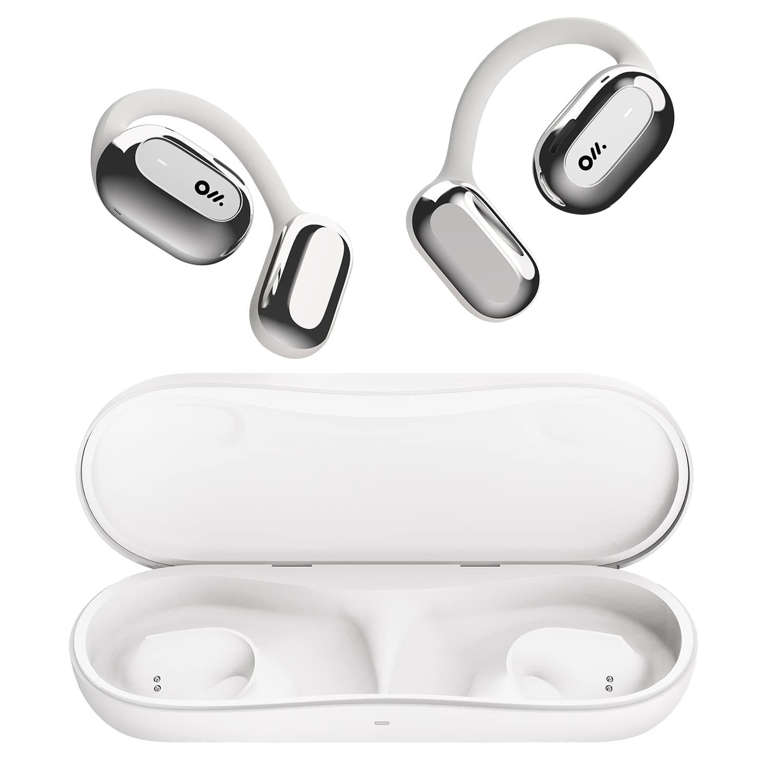 Oladance OWS1 Wireless Bluetooth 16 Hours of Dynamic Comfortable Compatible with iPhone and Silver Open-Ear Earbuds, 5.2, Open-Ear Design, Playtime,