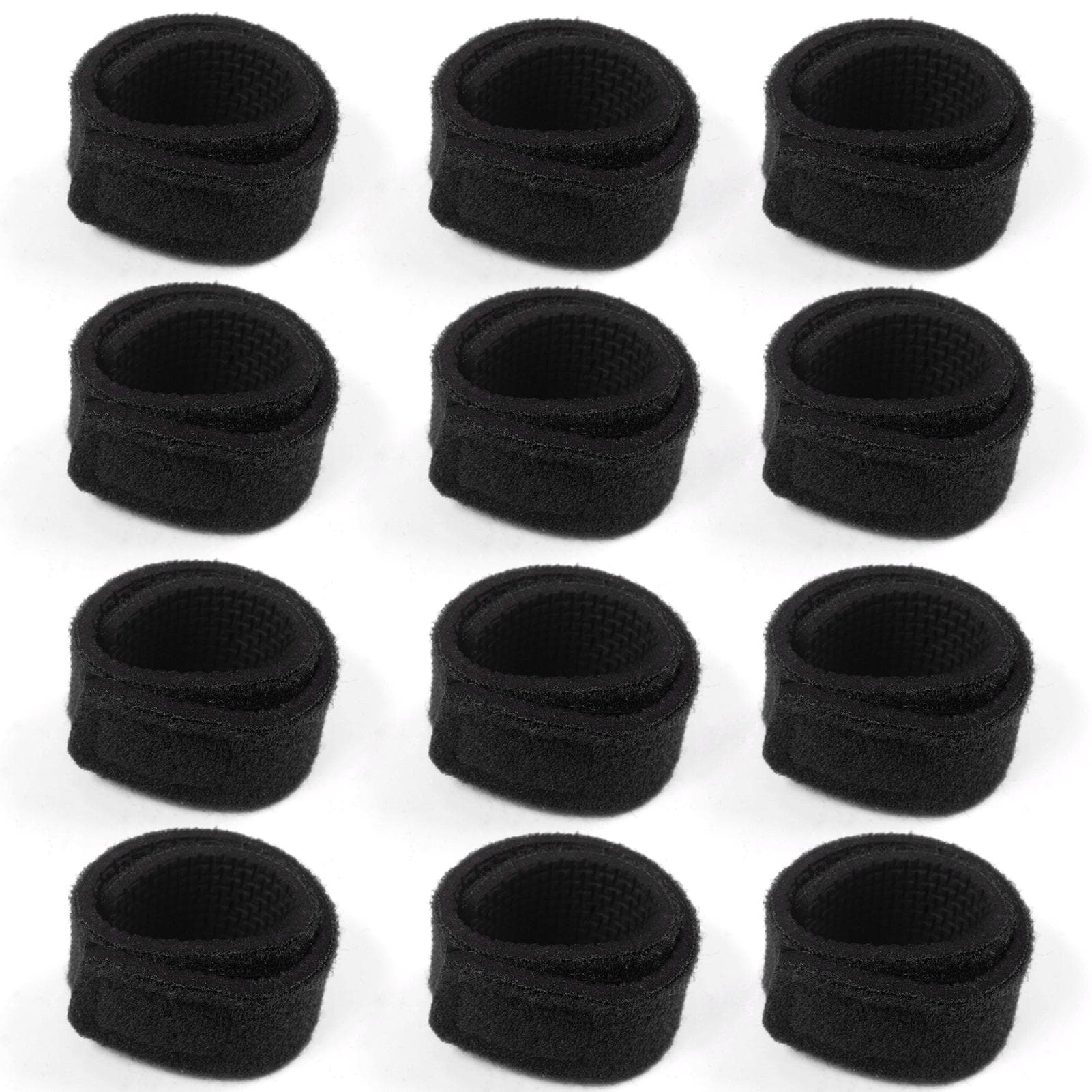 12pcs Fishing Rod Straps Fishing Pole Wrap Band Elastic Fishing Rod Holder Belts 12pcs black