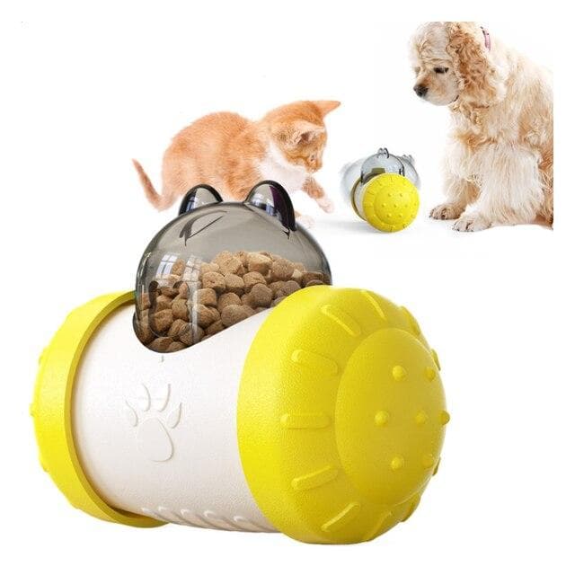 Pet Toy Balance Car Tumbler Puzzle Slow Food Leakage Ball Without Electric Dog Toy Self-Hey Swing Bear Latest Model yellow