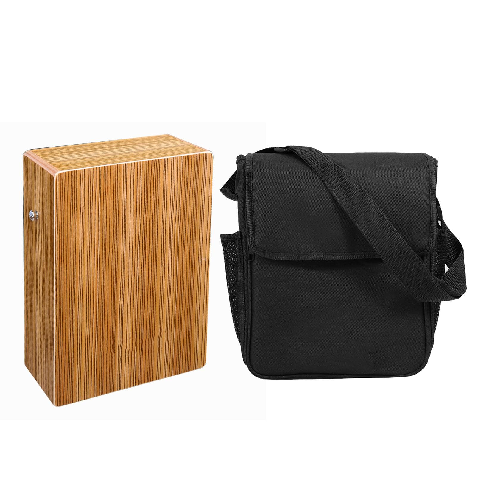 Portable Traveling Cajon Box Drum Flat Hand Drum Wooded Percussion Instrument with Strap