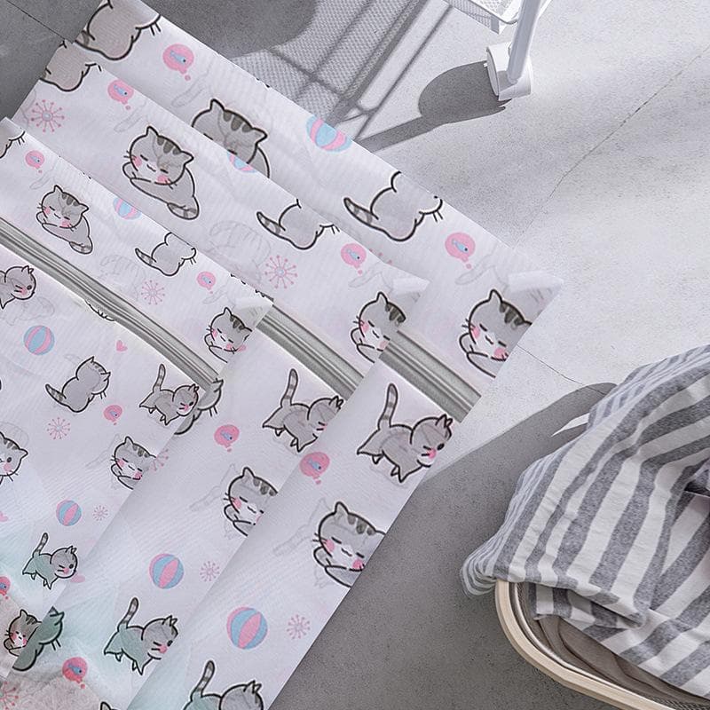 Shumi wholesale 70g printed cat fine mesh wash bag anti-deformation machine washable underwear wash medium 40*50