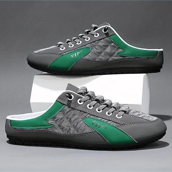 Men's Slippers Summer Casual Slip-On Mules Lightweight Breathable Walking Shoes Lazy Comfy Slip-On Half Slippers Flats Slippers Casual Slippers 42 green
