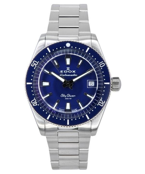 Edox Skydiver 38 Date Limited Edition Blue Dial Automatic Diver's 801313BUMBUIN 300M Swiss Made Men's Watch blue