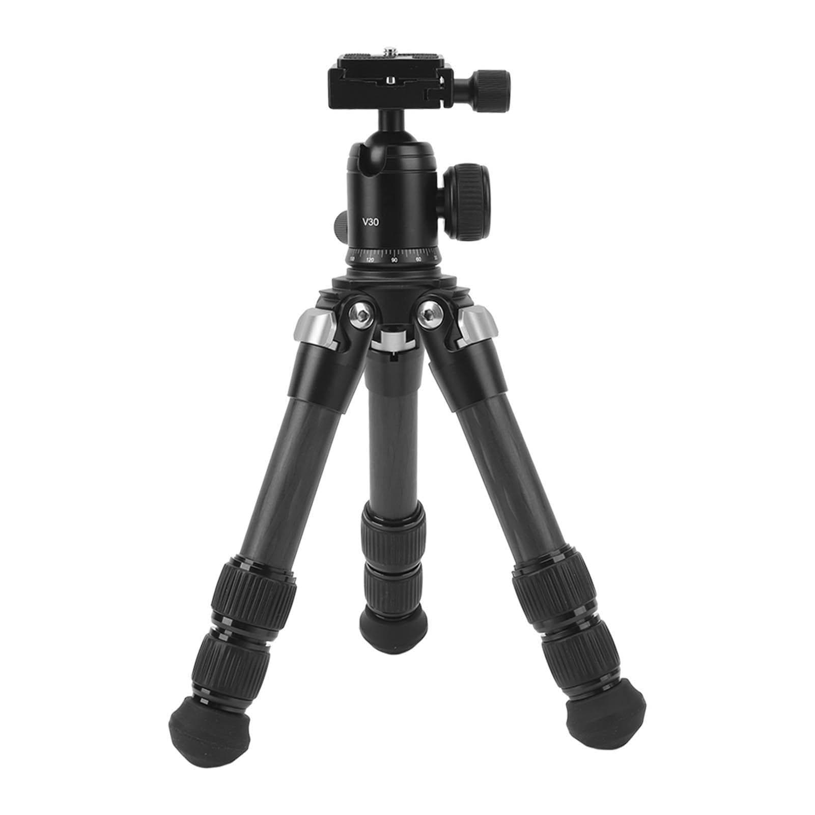 Carbon Fiber Travel Tripod with 30mm Ball Head Automatic Rebound 17.6lb Universal Desktop Camera