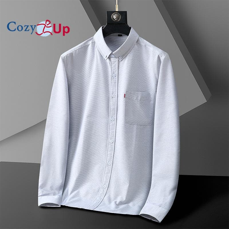 Cozy Up Mens Oxford Shirts Long Sleeve Button Down Shirt Regular Fit Business Casual Dress Shirts Fat Plus Size XXL grey