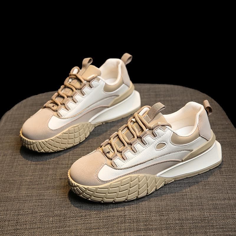 Waffle Retro Forrest Gump Shoes Women's Spring New Casual Color Matching Versatile Foot Showing Small Sports Daddy Shoes 40