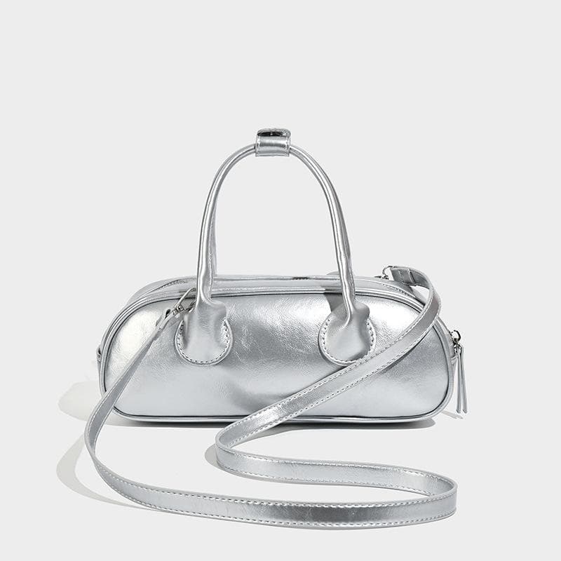 Niche Design with A High-end Silver Baguette Bag, A Versatile and Fashionable Underarm Bag for Summer silver