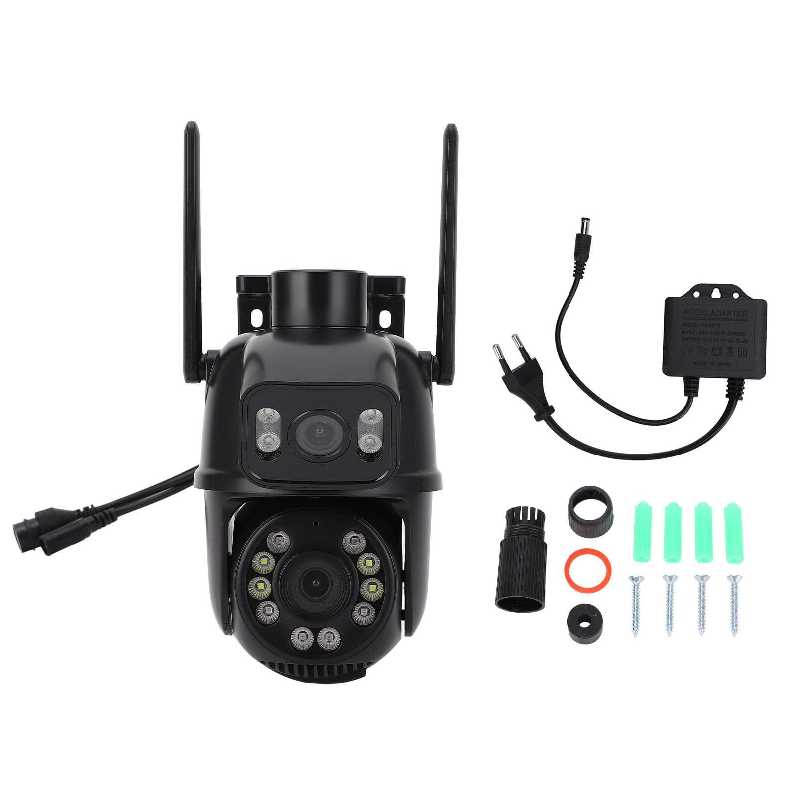 Dual Lens Security Camera 6MP Night Vision Auto Detection Light Sound Alarm Wifi Security Camera