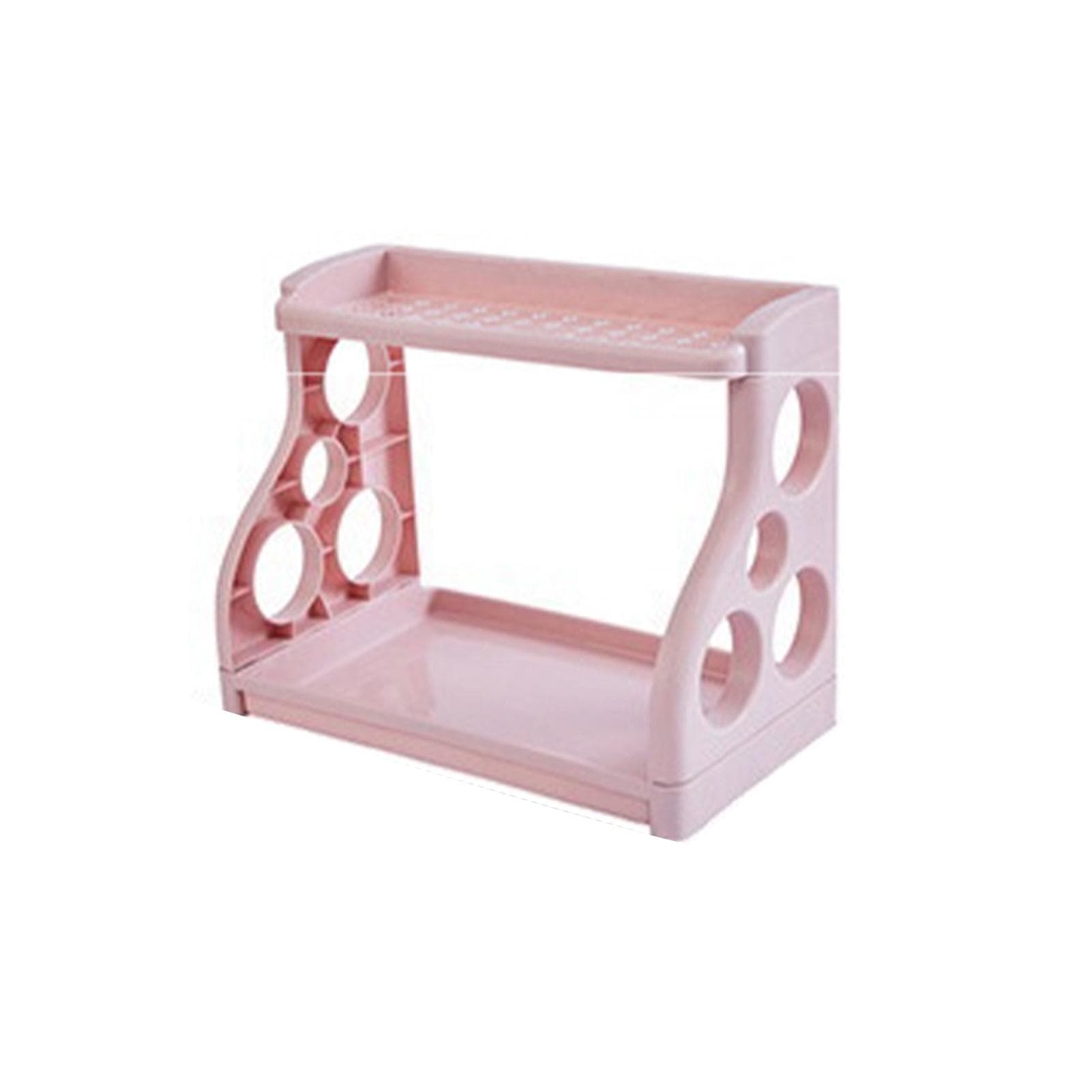 2 Tier Spice Rack Plastic Desktop Storage Organizer Draining Cutlery Chopsticks Shelf for pink