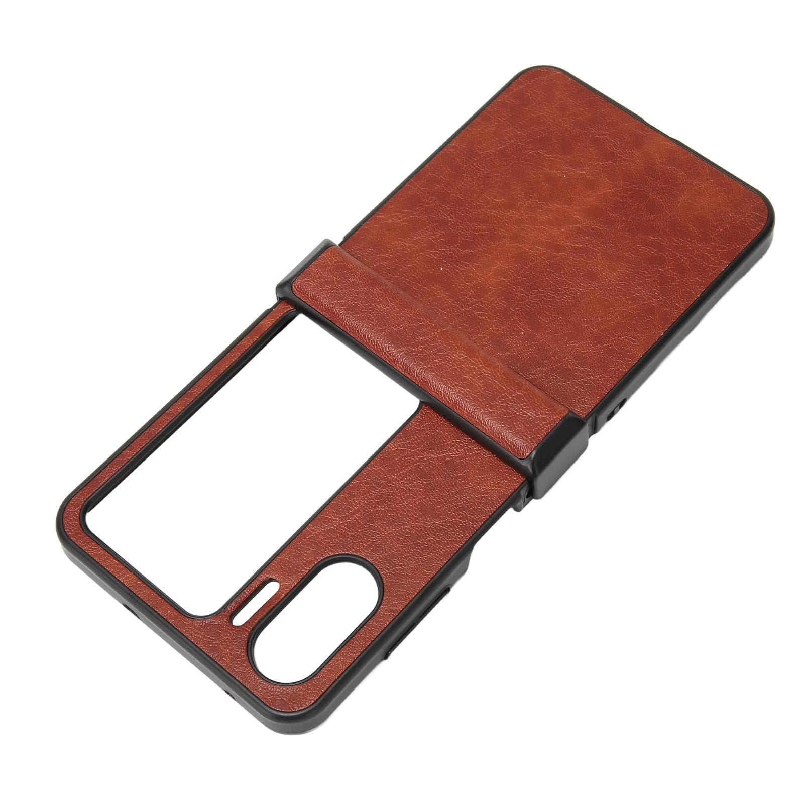 Flip Screen Phone Cover PU Crazy Horse Pattern Soft Fashion Phone Case for Oppo Find N2 Flip Brown brown