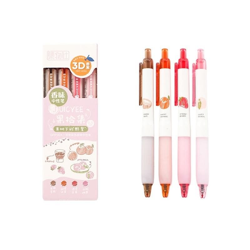 4pcs Juicyee Gel Pens Set Multi Color Fruit Scented 0.5mm Ballpoint for Writing Drawing Scrapbooking
