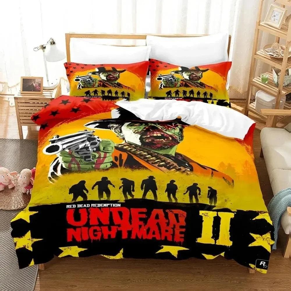 Game Undead Nightmare Red Dead Redemption Bedding Set Boys Girls Twin Queen Size Duvet Cover Pillowcase Bed Kids Adult 70x133cm 2pcs