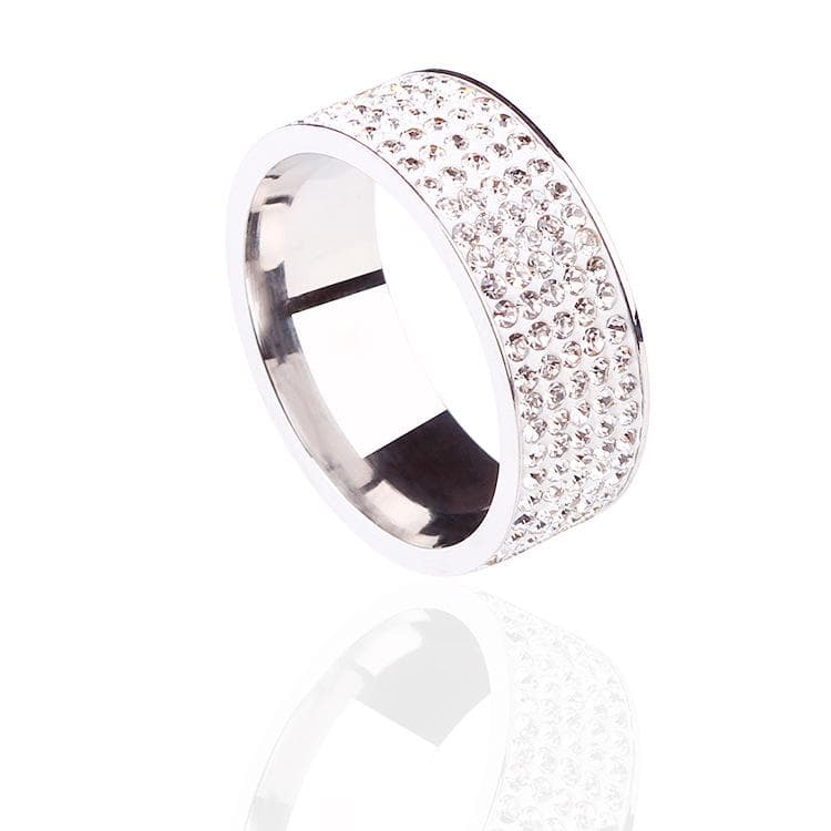 Women Weight Loss CZ Crystal Ring Stainless Steel Slimming Healthy Ring Magnetic Therapy Jewelry 7 silver