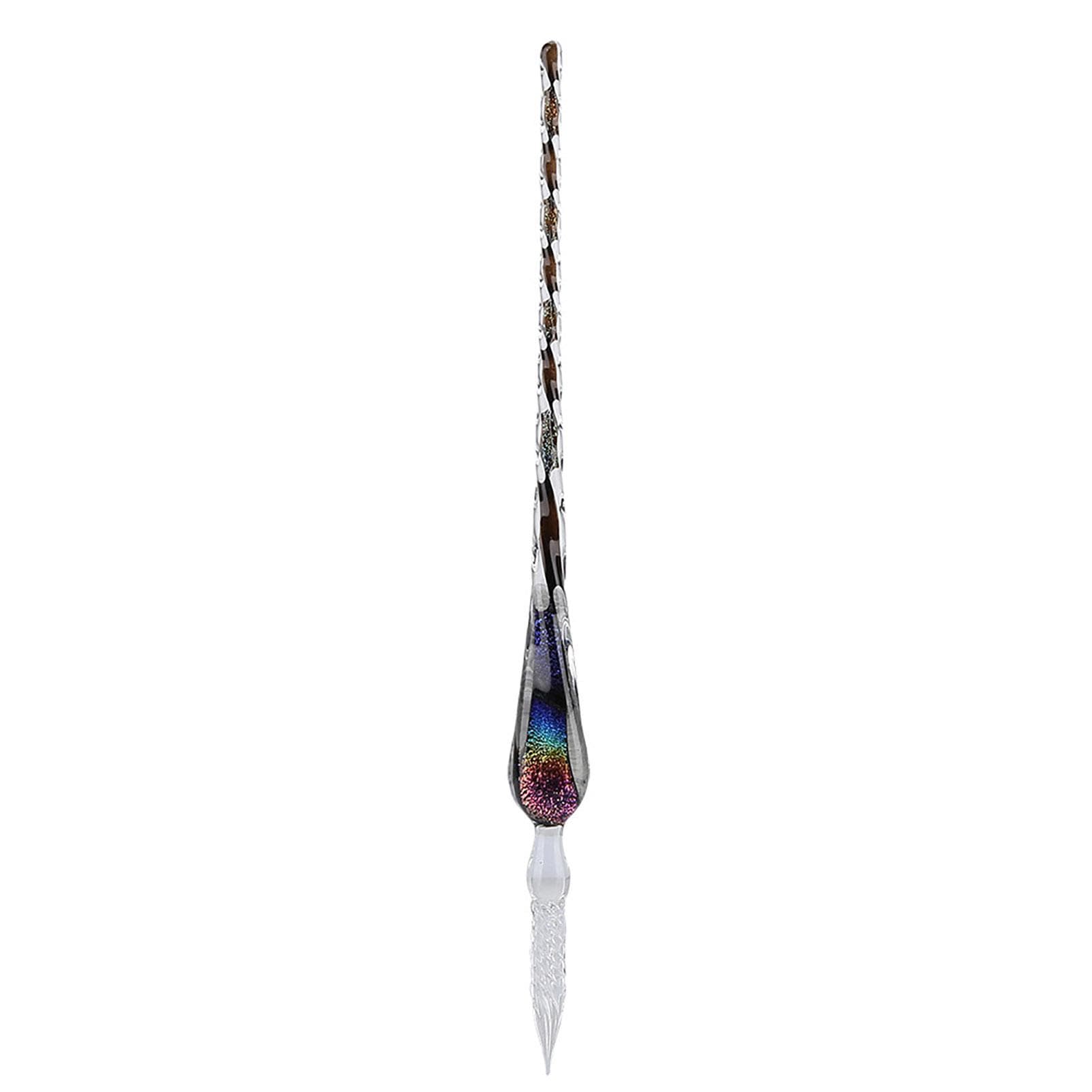 Crystal Starry Sky Glass Dip Pen Signature Ink Pen Fountain Pen Set with Ink Penholder Colorful