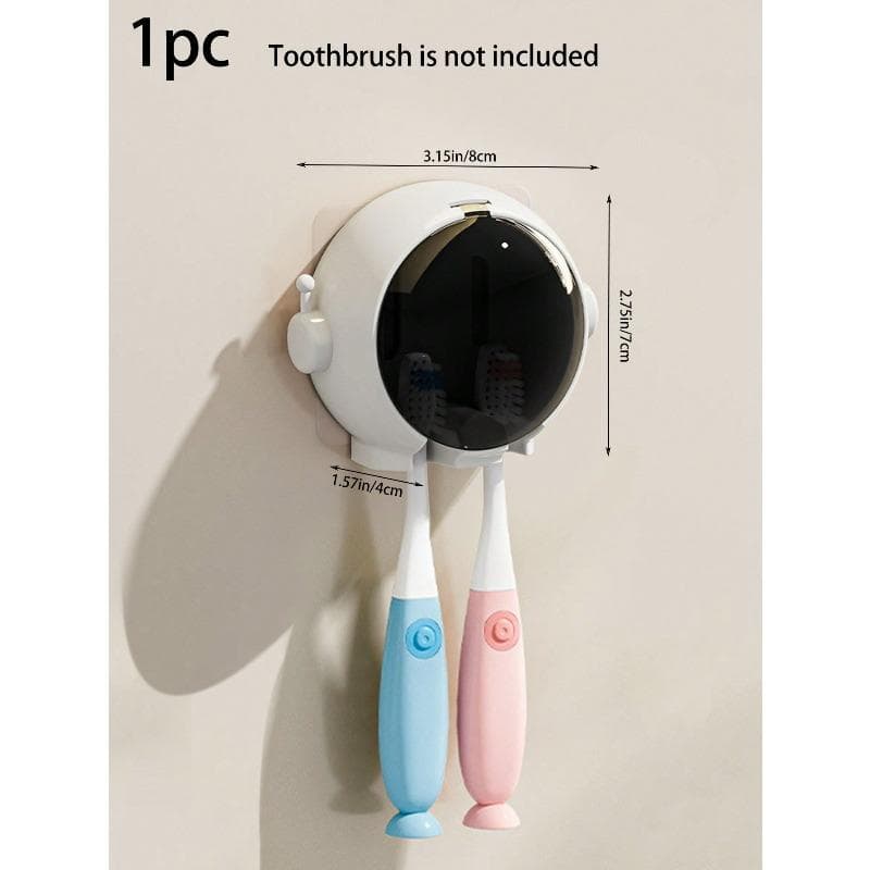 1pc Cute Astronaut Toothbrush Holder, Spacesuit Design, Drilling-Free Bathroom Electric Toothbrush Organizer White (1 Piece) multicolour
