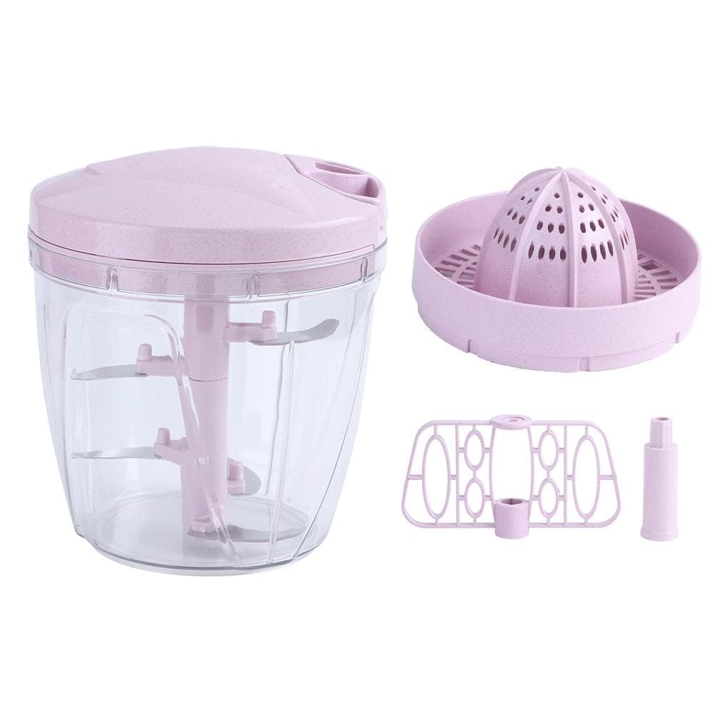 900ML Multi Function Meat Chopper Hand Pulled Meat Mincer Household Food Processing Tool(Large Size pink