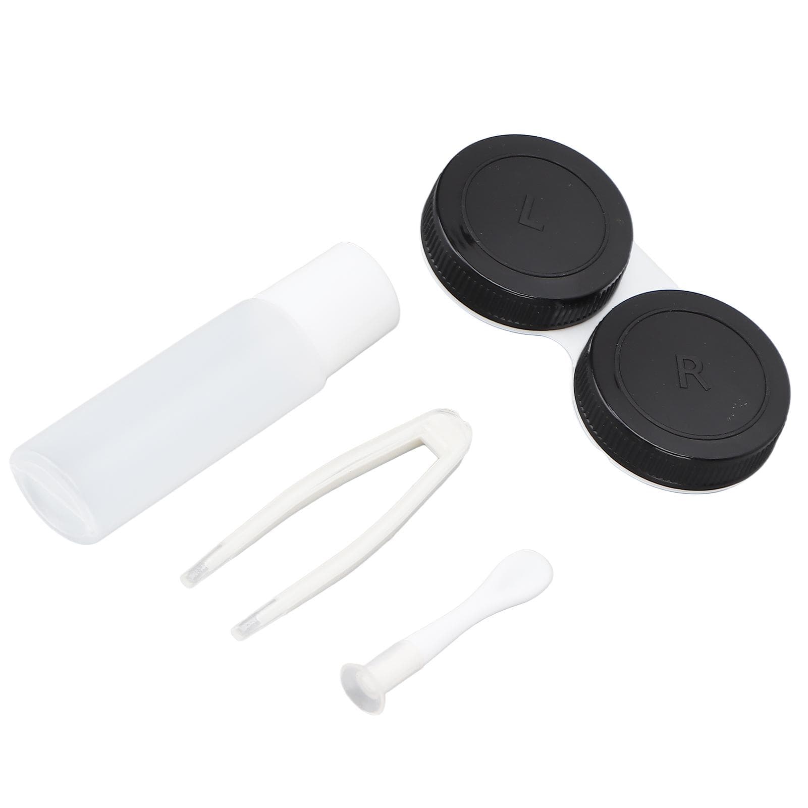 Contact Lens Case Box Kit Portable Contact Lens Storage Holder Tweezers Solution Tube Black