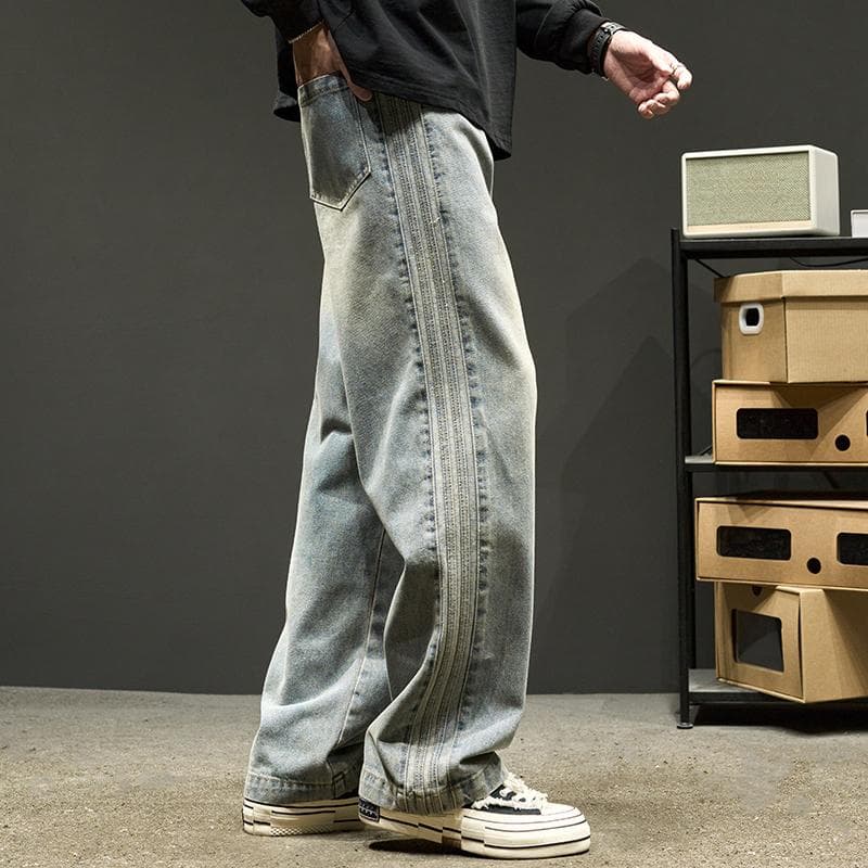 New Black Jeans with Plush Loose Fit for Teenagers, Straight Leg Pants, Thick Work Pants, Winter 3XL
